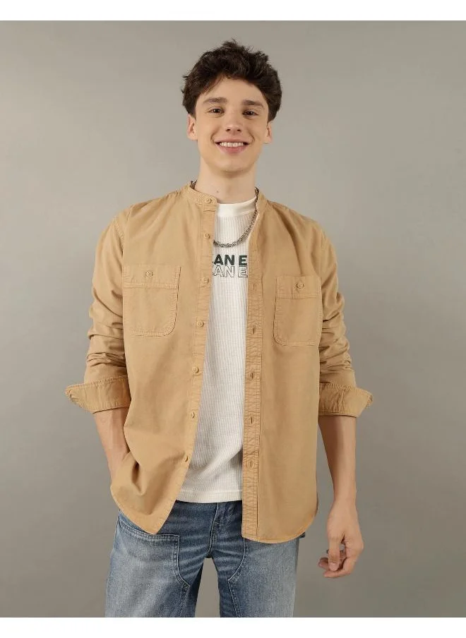 American Eagle Band Collar Classic Fit Shirt