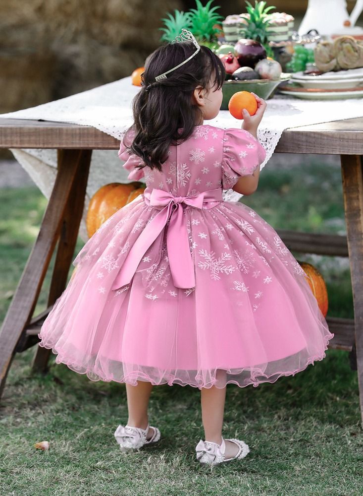 Fashionable Cute Girls Dresses Pink  - Image 2