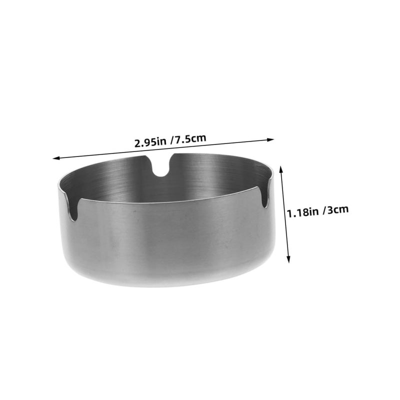 Stainless Steel Portable Cigarette Ashtray Set 8cm Round for Car Desktop Travel - Image 3