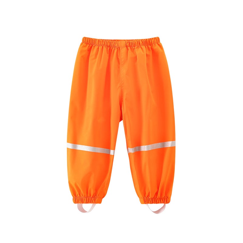 Childrens Rain Pants for Girls and Boys Waterproof Pants for Babies Rainproof Childrens Kindergarten Comfortable Water and Sand Rush Pants Orange Flat Waist Rain Pants 