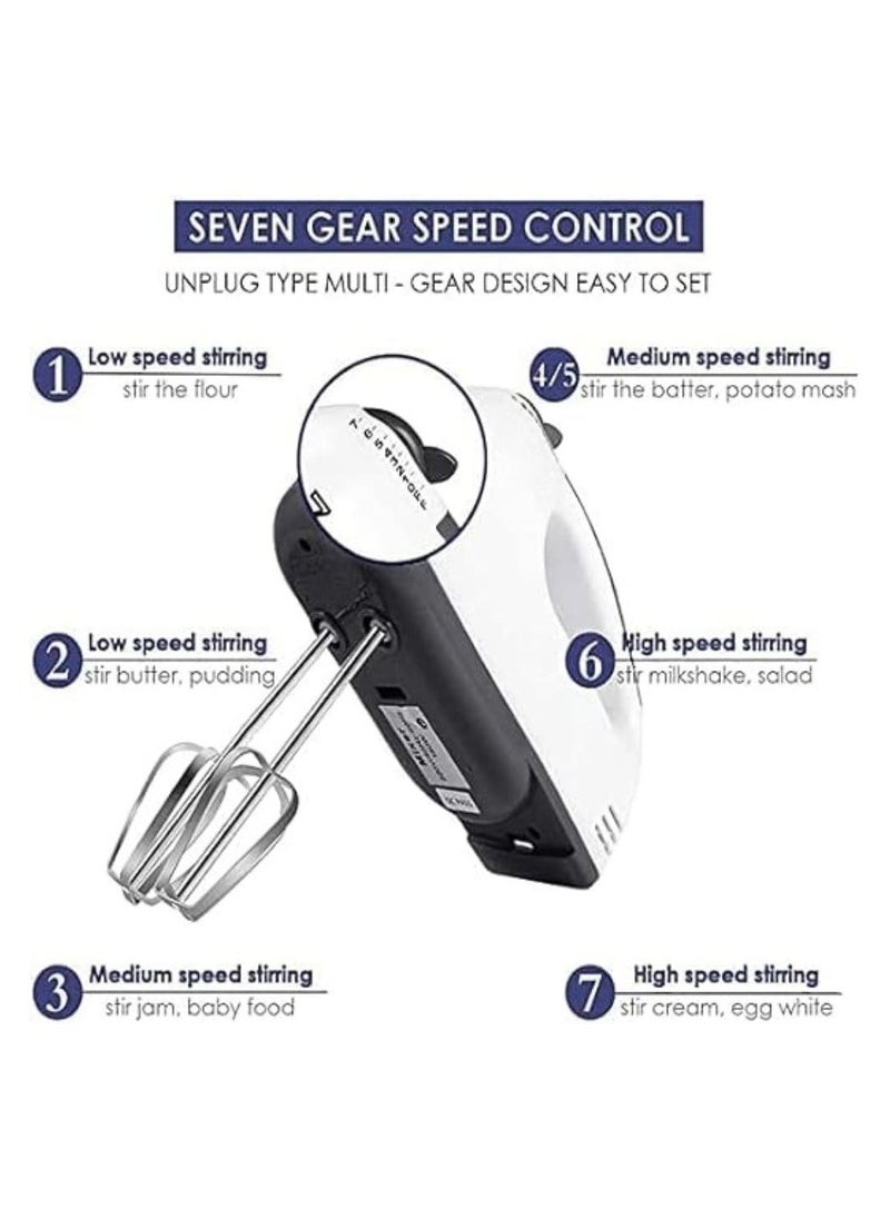 Orleans Cloud - 7-Speed Electric Hand Mixer, Lightweight Handheld Food Beater with Beaters & Dough Hooks, Egg Whisk, Cake Mixer, Milk Frother, Bread Maker for Baking & Cooking - Image 1