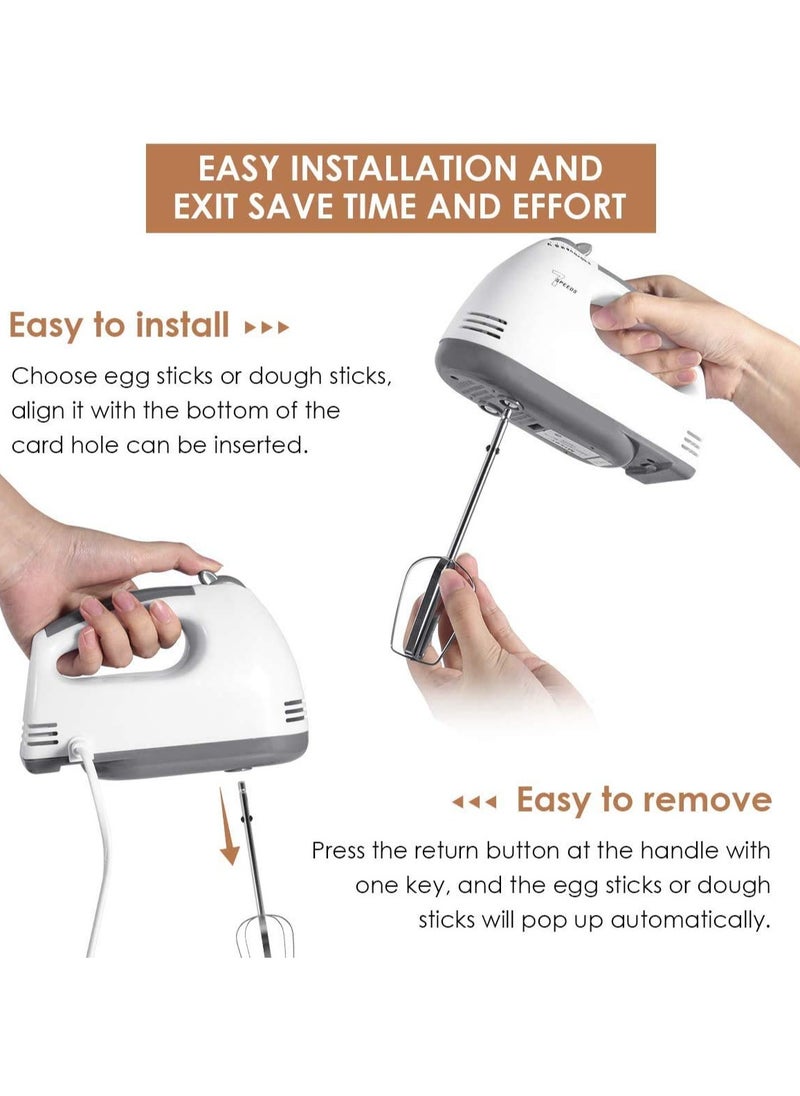 Orleans Cloud - 7-Speed Electric Hand Mixer, Lightweight Handheld Food Beater with Beaters & Dough Hooks, Egg Whisk, Cake Mixer, Milk Frother, Bread Maker for Baking & Cooking - Image 1