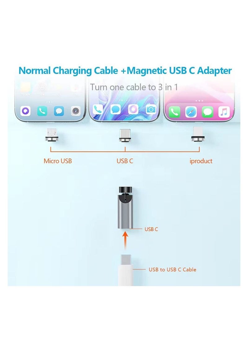 Y&D USB C Magentic Adapter 540 Degree Rotation 3 in 1 QC 3.0 Fast Charging Max Support 3A Grey for Tablet Laptop Mobile Phone and More Type Devices - Image 2