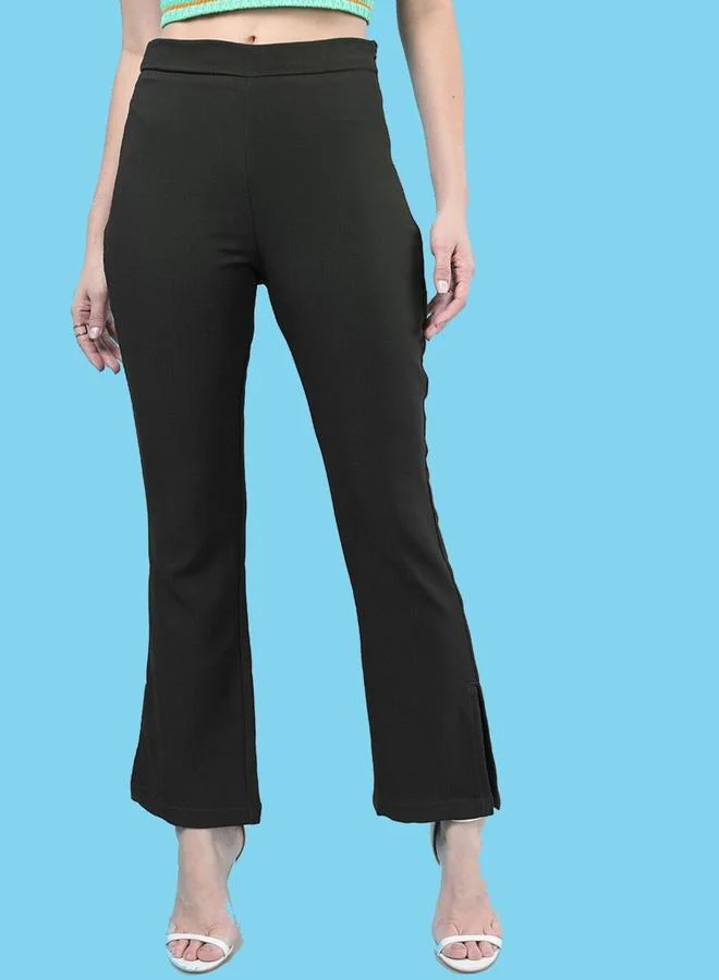 Freehand Freehand Women Dark Green Tapered Fit Solid Pants