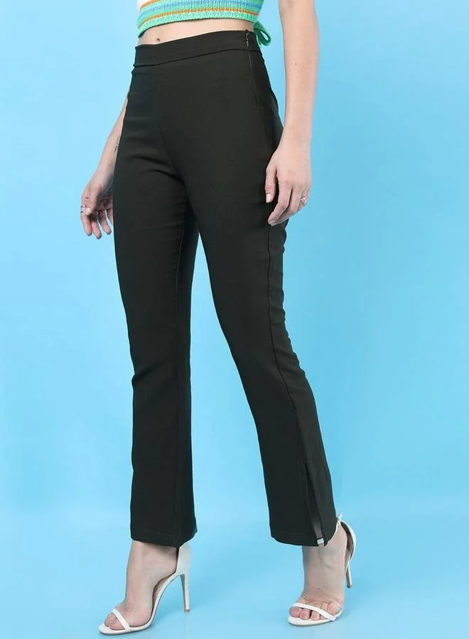 Freehand Freehand Women Dark Green Tapered Fit Solid Pants