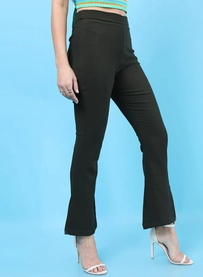 Freehand Freehand Women Dark Green Tapered Fit Solid Pants