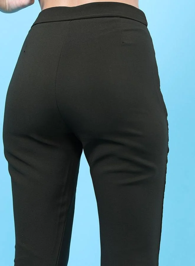 Freehand Freehand Women Dark Green Tapered Fit Solid Pants