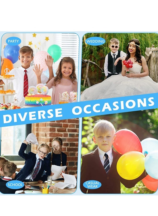 3 Pcs Pretied Zipper Neckties for Boys Adjustable Classic Striped Crown Pattern Kids Neckties, Formal Neck wear for Wedding, Graduation Party School Uniform, Suitable for Ages 6 to12,Navy,Red,Green - Image 3