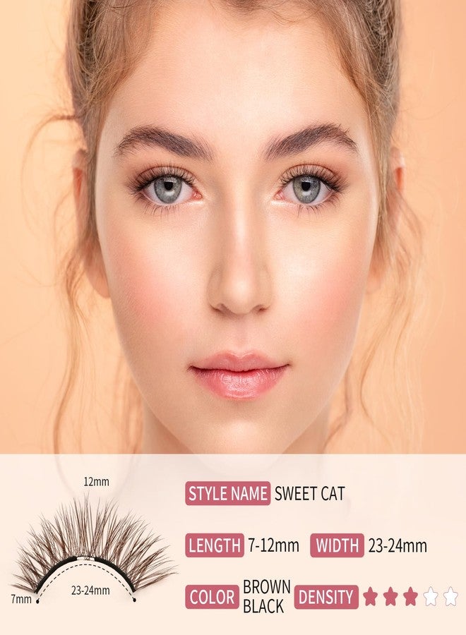 MLEN DIARY Magnetic Eyelashes, Reusable Dual Magnetic Lashes without Eyeliner, Natural Look Magnetic Eyelashes with Applicator, Soft Magnets False Eyelashes, No Glue & No Makeup Remover, Sweet Cat - Image 4