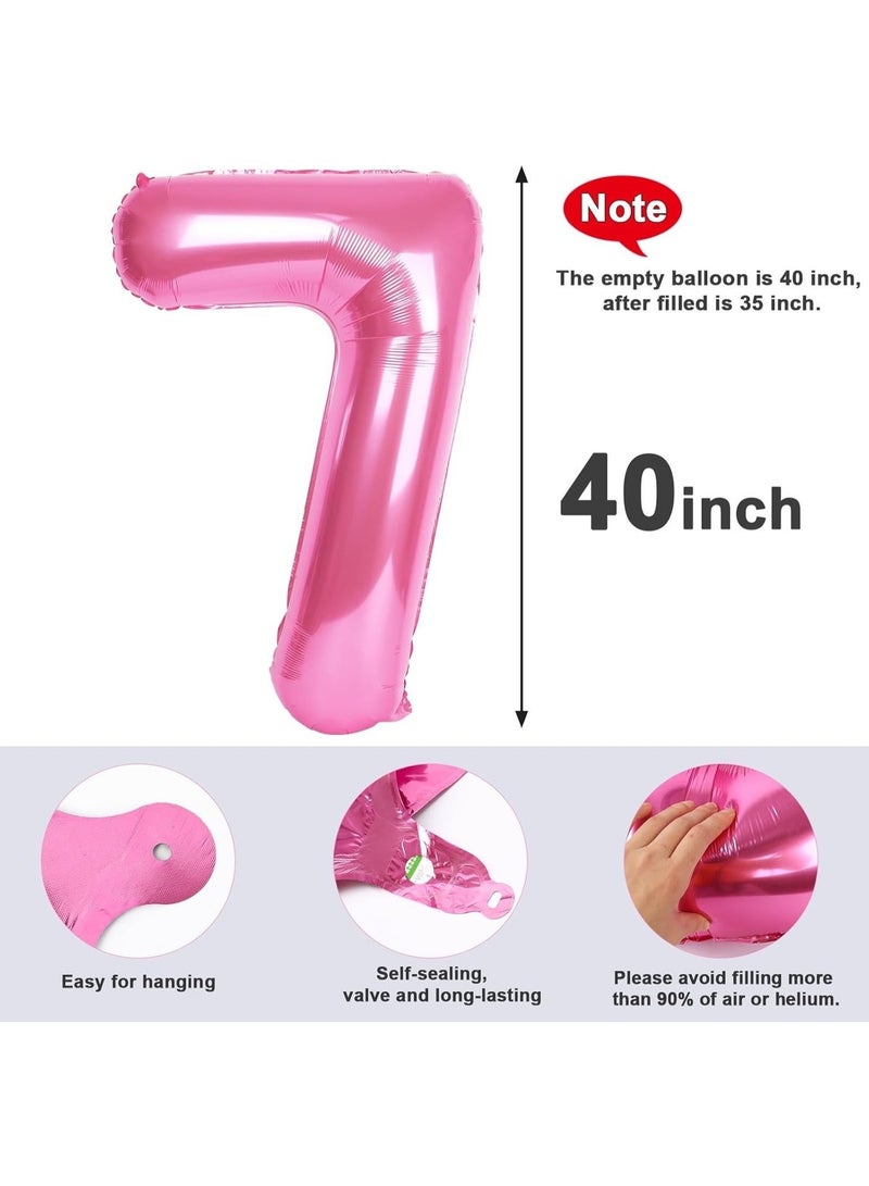 TOY GARDEN 40 Inch Pink Number 7 Foil Balloon for Birthday Party Decorations, Anniversary, Celebration Event Decor, Large Helium Air Fill Number Balloon - Image 3