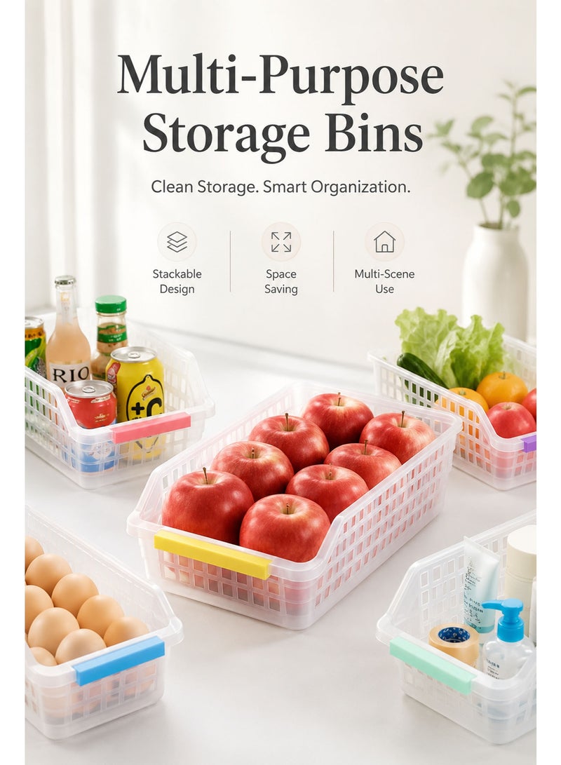 4PCS Refrigerator Organizer Storage Bins, Plastic Fridge Organizer Baskets for Kitchen, Freezer & Countertop Food Storage Containers, Multicolor (29 × 12.5 × 8.5 cm) - Image 2