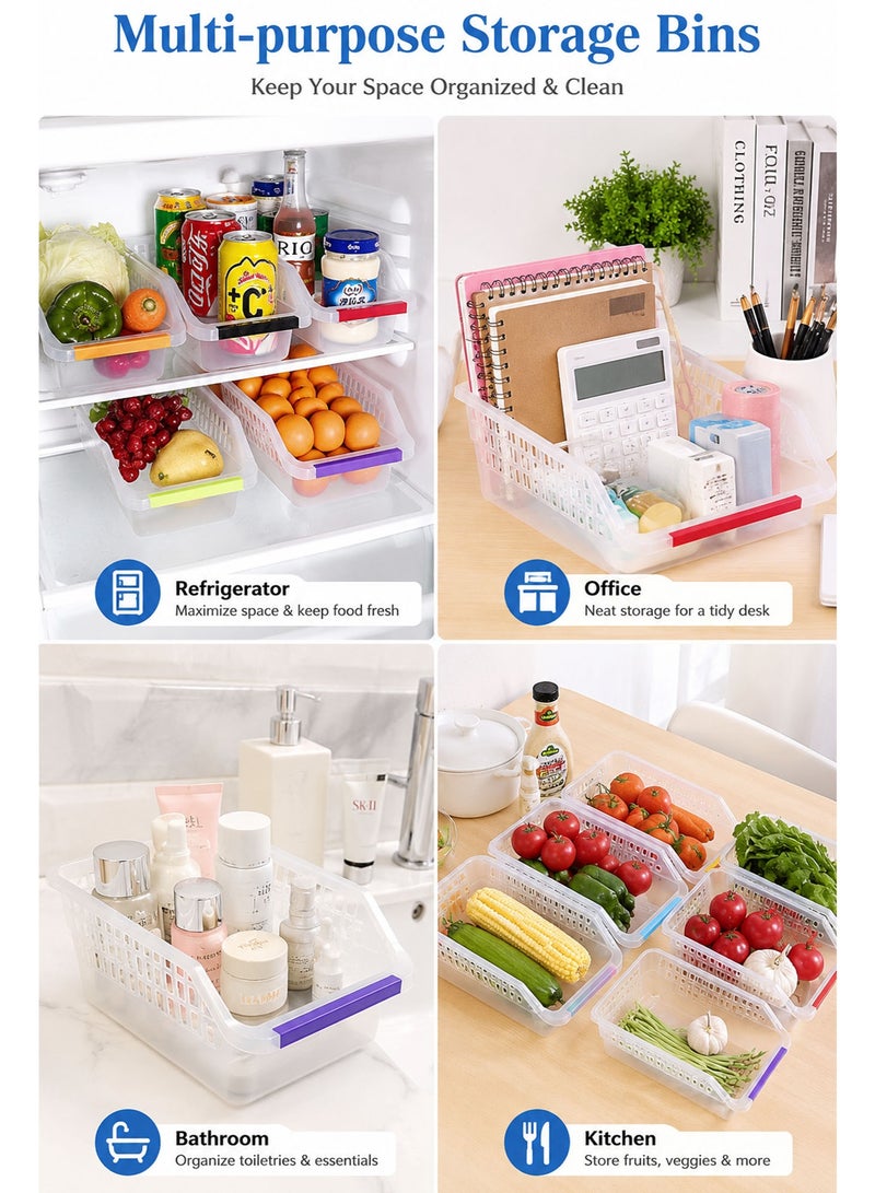 4PCS Refrigerator Organizer Storage Bins, Plastic Fridge Organizer Baskets for Kitchen, Freezer & Countertop Food Storage Containers, Multicolor (29 × 12.5 × 8.5 cm) - Image 3