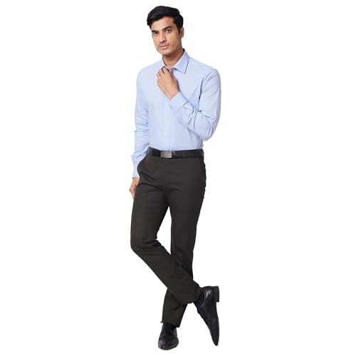 Raymond Slim Fit Self Design Medium Blue Shirt (Size: 39)-RMSX12794-B3 - Image 5