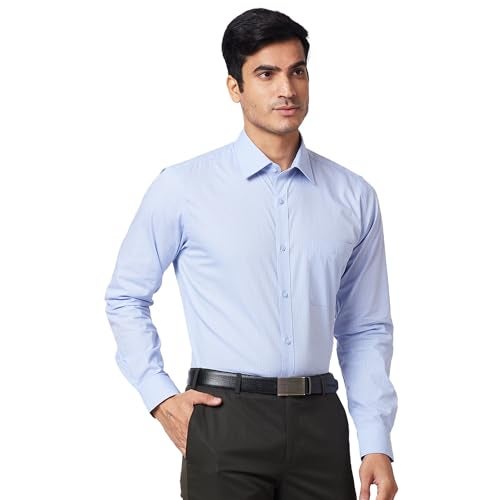 Raymond Slim Fit Self Design Medium Blue Shirt (Size: 39)-RMSX12794-B3 - Image 2