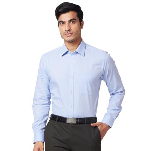 Raymond Slim Fit Self Design Medium Blue Shirt (Size: 39)-RMSX12794-B3 - Image 1