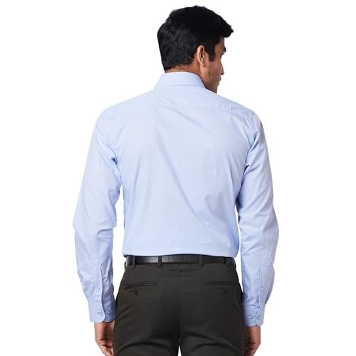 Raymond Slim Fit Self Design Medium Blue Shirt (Size: 39)-RMSX12794-B3 - Image 4