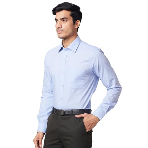 Raymond Slim Fit Self Design Medium Blue Shirt (Size: 39)-RMSX12794-B3 - Image 3