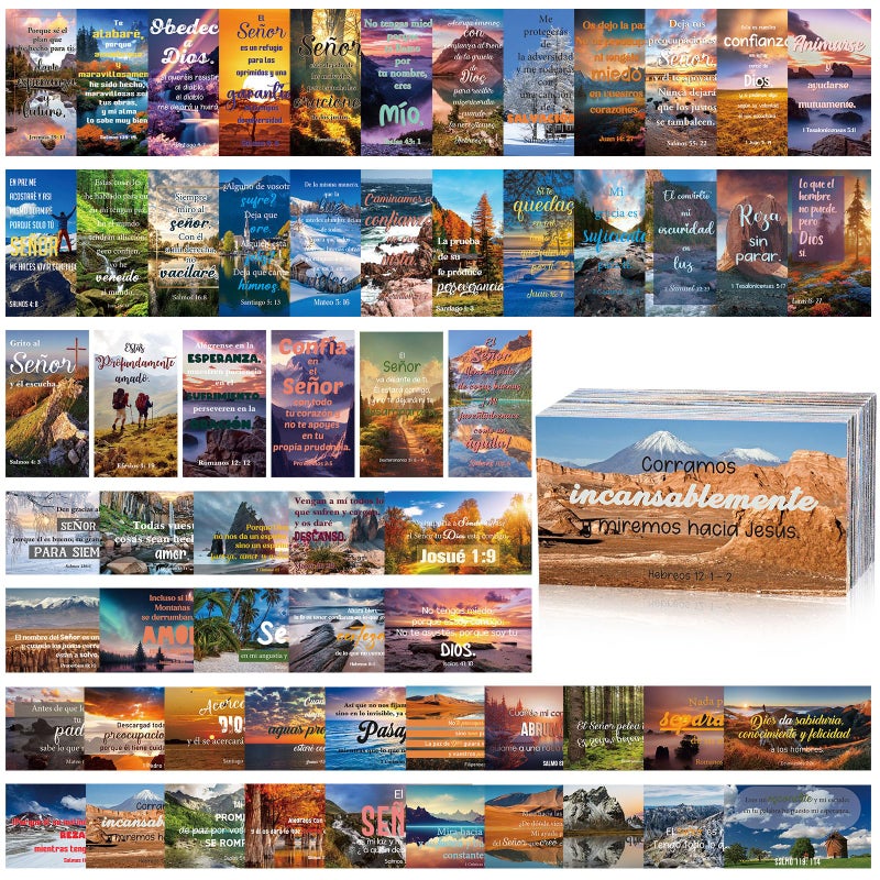 Resholder 240 Pcs Bible Verse Cards in Spanish Prayer Greeting Cards with Assorted Bible Verses VersÃ­culos BÃ­blicos En EspaÃ±ol Church Christian Birthday Party Gifts for Women Men(Landscape) - Image 1