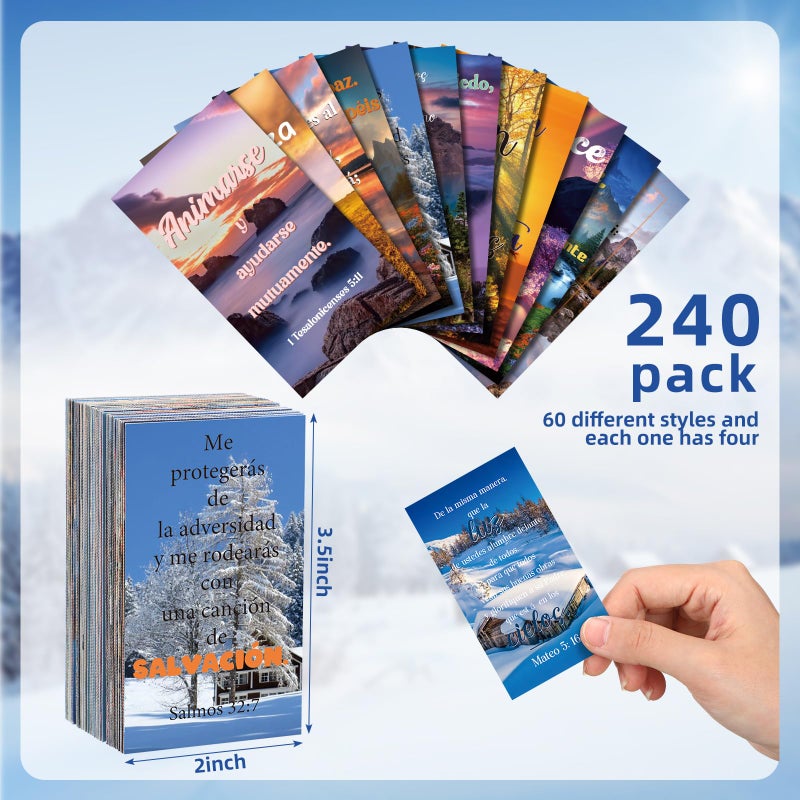 Resholder 240 Pcs Bible Verse Cards in Spanish Prayer Greeting Cards with Assorted Bible Verses VersÃ­culos BÃ­blicos En EspaÃ±ol Church Christian Birthday Party Gifts for Women Men(Landscape) - Image 3