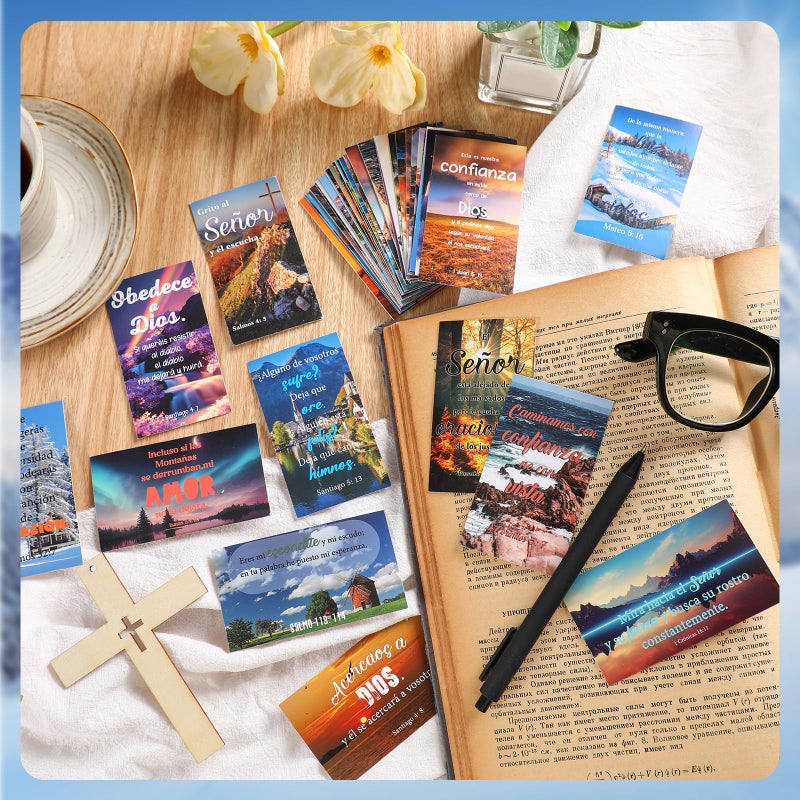 Resholder 240 Pcs Bible Verse Cards in Spanish Prayer Greeting Cards with Assorted Bible Verses VersÃ­culos BÃ­blicos En EspaÃ±ol Church Christian Birthday Party Gifts for Women Men(Landscape) - Image 2