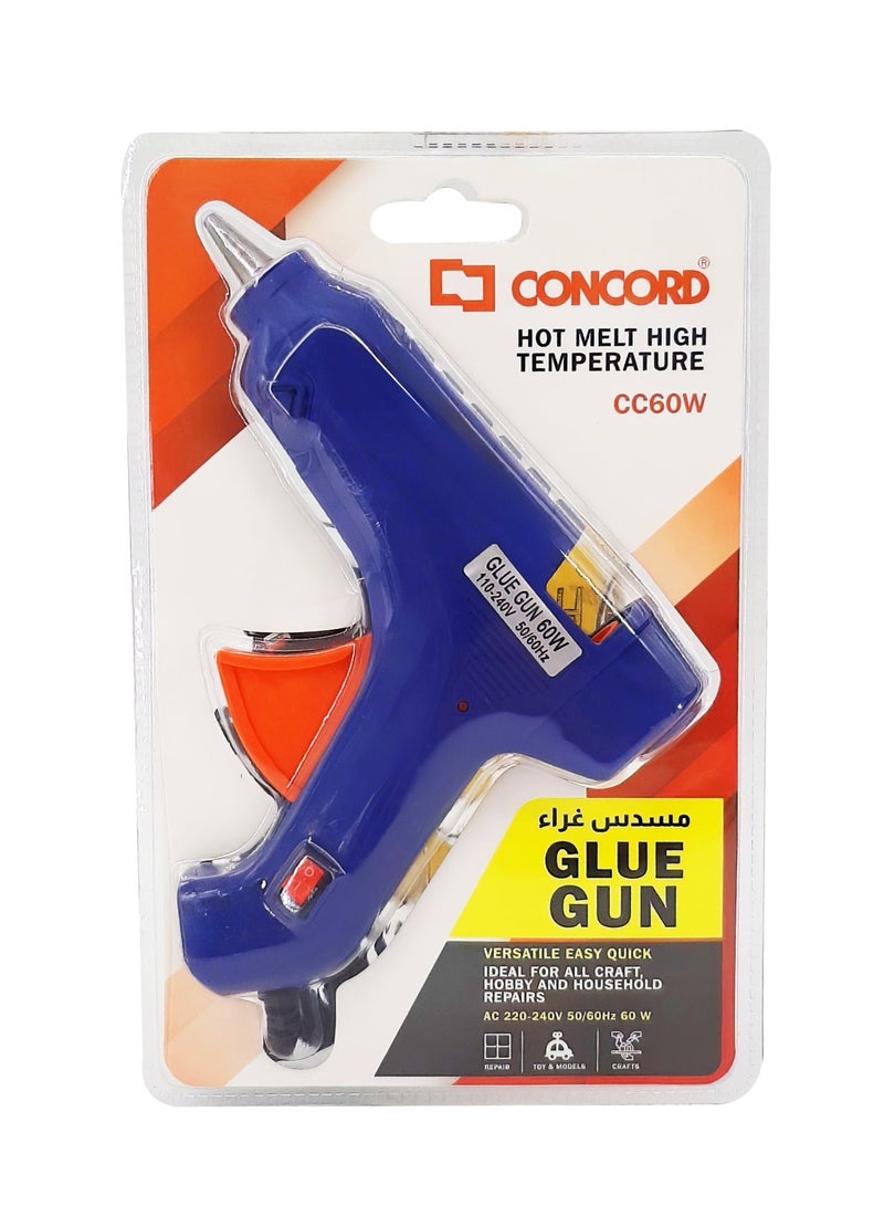 كونكورد مسدس غراء كهربائي 60 واط مع أعواد غراء 500 جم، قطر 11 مم، حرارة عالية - برتقالي - Image 2