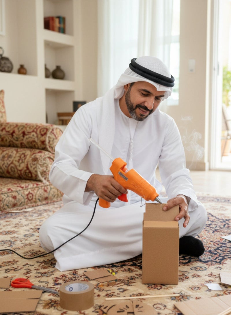 كونكورد مسدس غراء كهربائي 60 واط مع أعواد غراء 500 جم، قطر 11 مم، حرارة عالية - برتقالي - Image 4