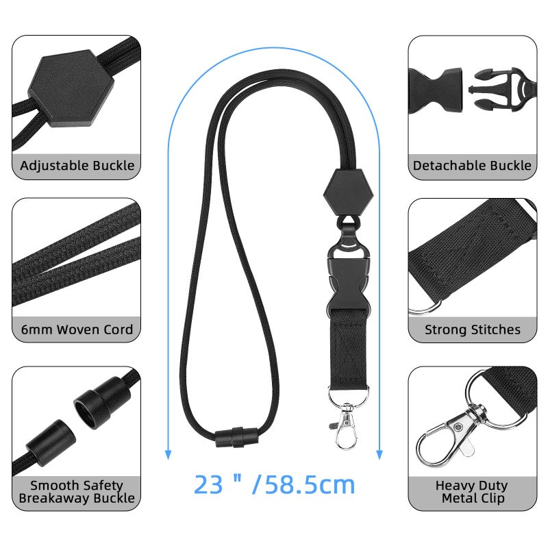 Oaridey Carbon Fiber Badge Holder with Lanyard, Heavy Duty Lanyard with Safety Breakaway Buckle for ID Card/Badge Holder - Image 2