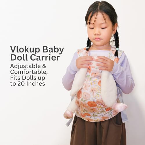 Vlokup Baby Doll Carrier Adjustable Doll Carrier for Little Girls Front Back Wear Made with Soft Fabric Fits Dolls Stuffed Animals up to 20 Inches Rose - Image 5
