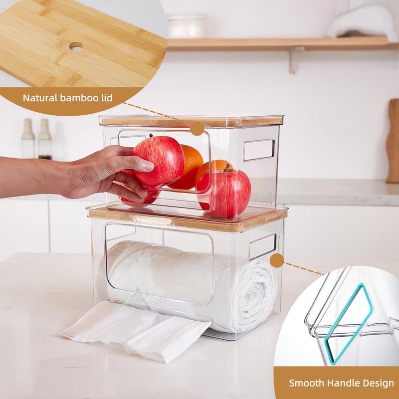 Goabroa Trash Bag Dispenser, 2 Pack Stackable Garbage Bag Holder with Bamboo Top, Clear Trash Bag Organizer Under Sink for Kitchen, Pantry, Cabinet, Laundry Room Storage and Organization - Image 5