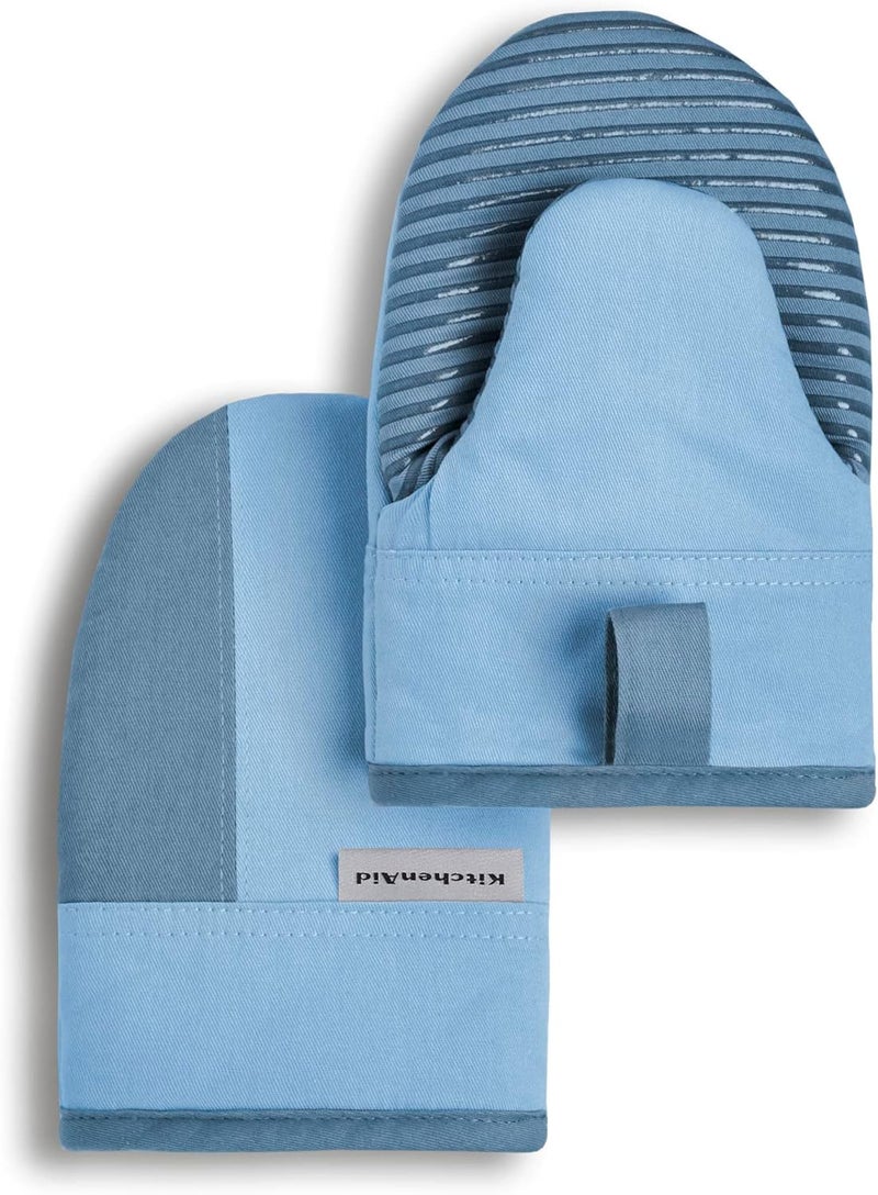 KitchenAid Beacon Two-Tone Mini Oven Mitt Set, 5.5"x8", Blue Velvet/Blue Heaven - Image 1