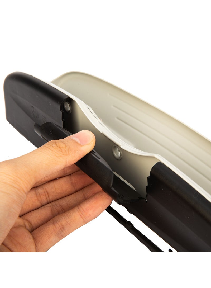 Deli E0121 Adjustable 4-Hole Punch - 10-Sheet Capacity, 80mm Depth & Front-Eject Container