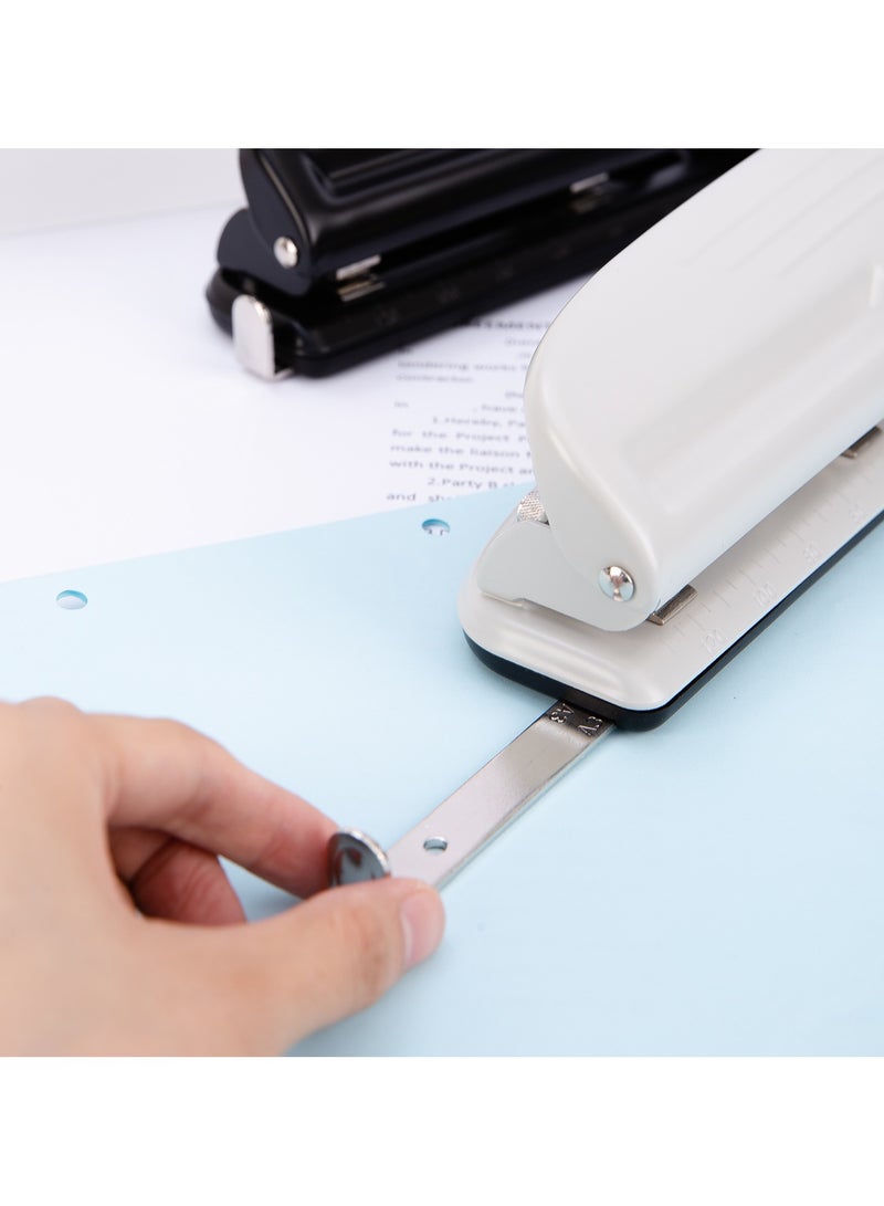 Deli E0121 Adjustable 4-Hole Punch - 10-Sheet Capacity, 80mm Depth & Front-Eject Container