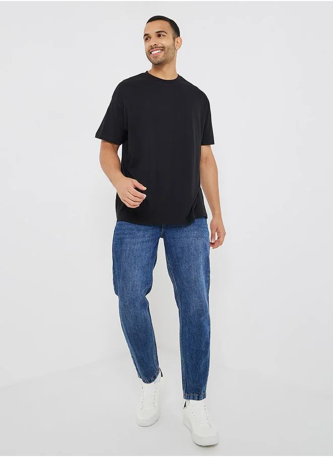 ستايلي Back Slogan Print Oversized T-Shirt