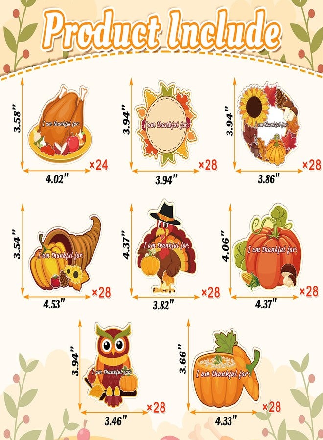 Moon Boat 220pcs Thanksgiving Place Cards for Table Decor - Fall Turkey Pumpkin Cutout Set for Thankful Bulletin Boards, Classroom, Gratitude Card, Plate Decorations - Image 5