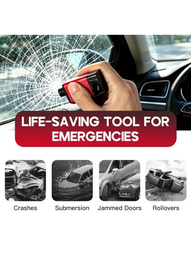 TAVDAT This 2-in-1 safety hammer is an emergency car escape tool that combines a seatbelt cutter and a car glass breaker. It's a portable emergency rescue device and comes with a test glass and a screwdriver. - Image 2