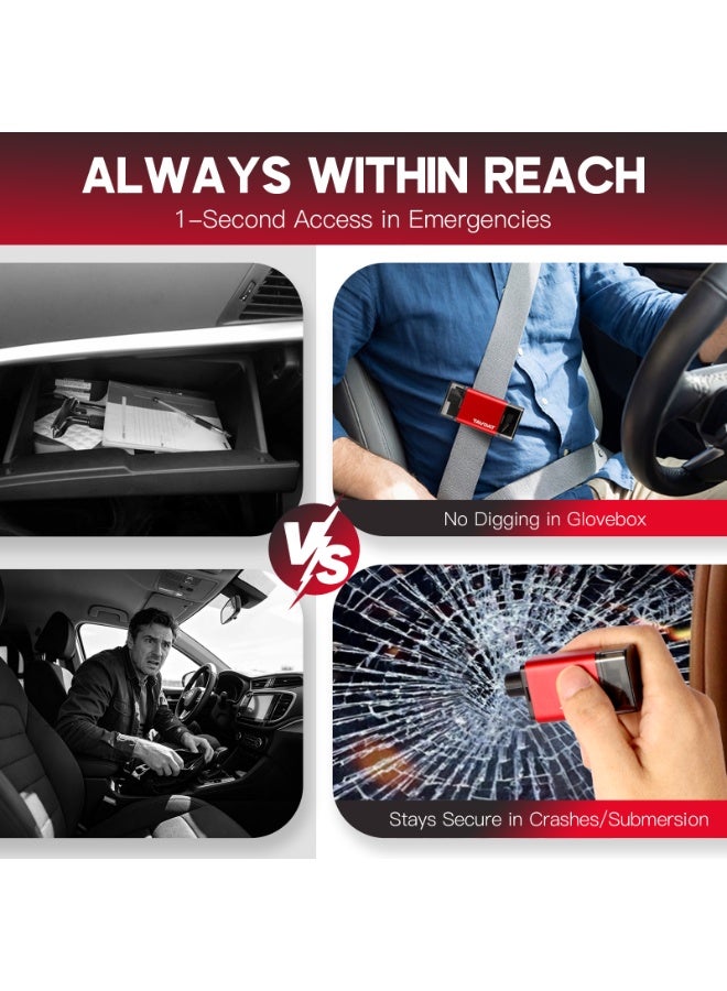 TAVDAT This 2-in-1 safety hammer is an emergency car escape tool that combines a seatbelt cutter and a car glass breaker. It's a portable emergency rescue device and comes with a test glass and a screwdriver. - Image 3