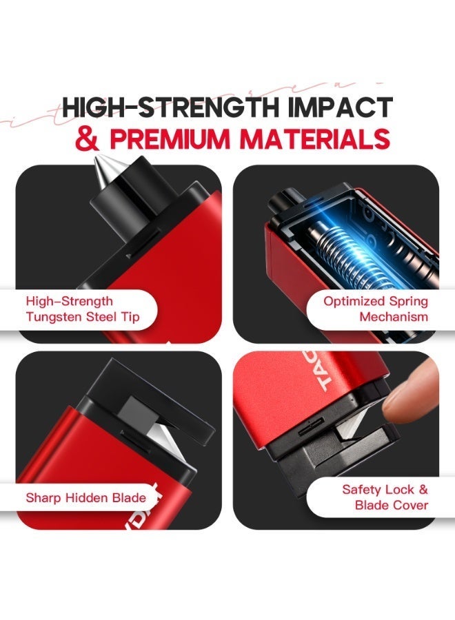 TAVDAT This 2-in-1 safety hammer is an emergency car escape tool that combines a seatbelt cutter and a car glass breaker. It's a portable emergency rescue device and comes with a test glass and a screwdriver. - Image 4