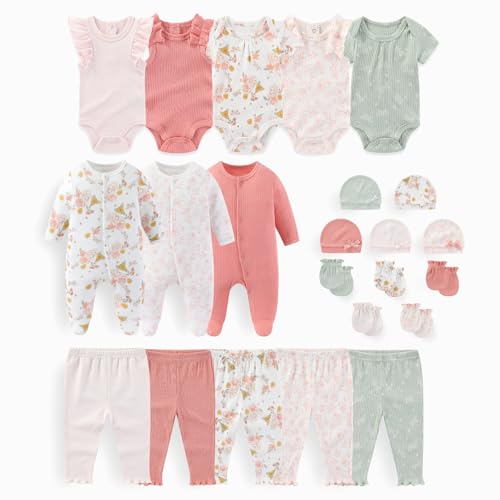 JELYLOVE Unisex Baby Boy Girl Bodysuits And Pants Sets 23 pack Cotton New born Clothing Comfort Infant Birthday Outfit - Image 1