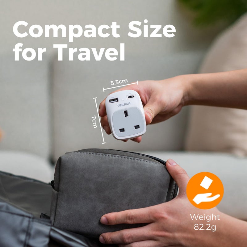 TESSAN UK to US Plug Adapter, UK to US Travel Adaptor with USB C, Type B - Image 4