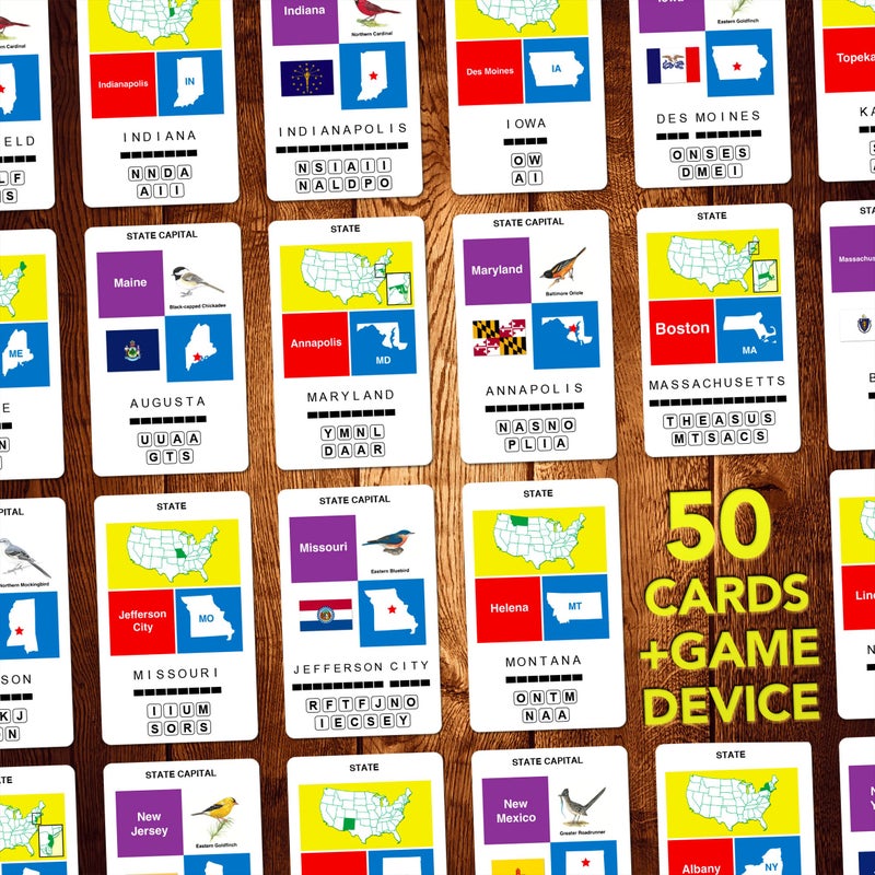 100 PICS US States & Capitals Flash Cards | All 50 States and Capitals to Learn | Fun and Functional Case | Ultimate Flashcards for United States Geography | Card Games for Kids and Adults | Ages 6+ - Image 4
