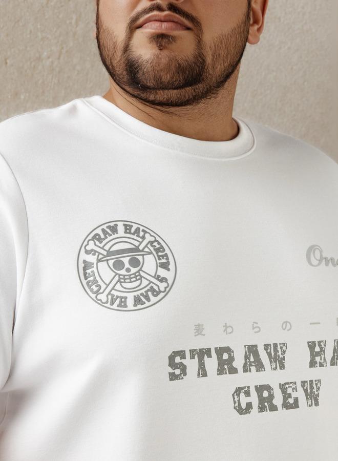 سبلاش فيڤ تي شيرت بطبعة طاقم قبعة القش مقاس كبير - Image 4