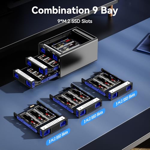 CENMATE 3*3 M / B+M Key M.2 NVMe Enclosure with Cooling Fan and USB A/C 3.2 Gen 2 (10Gbps), Hard Drive Enclosure Support 72TB(3*3*8TB 2230/2242/2260/2280/22110 SSDs) - Image 4