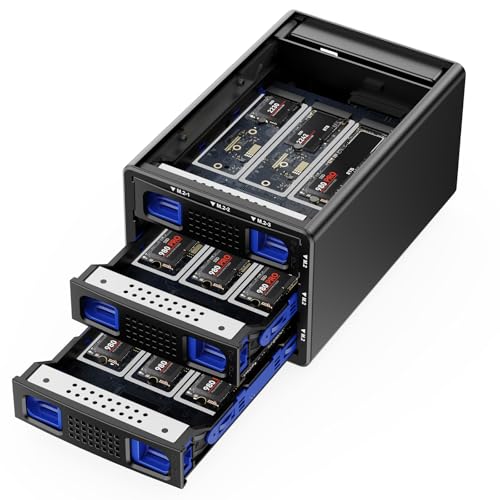 CENMATE 3*3 M / B+M Key M.2 NVMe Enclosure with Cooling Fan and USB A/C 3.2 Gen 2 (10Gbps), Hard Drive Enclosure Support 72TB(3*3*8TB 2230/2242/2260/2280/22110 SSDs) - Image 1