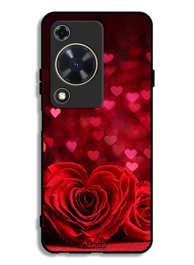 Tolwak Huawei Nova Y72S Protective Case Cover Heart Flowers Abstract Art