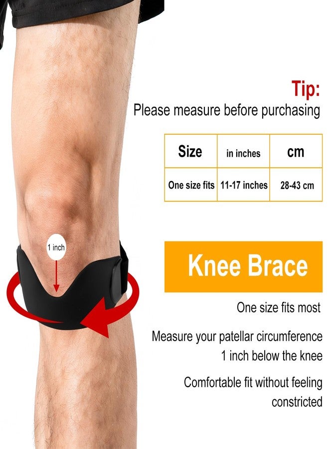Fukaisu 2pcs Patellar Tendon Support Strap, Black Silicone Adjustable Anti-Slip Ergonomic Knee Brace for Women Men, Patella Stabilizer Band for Running Football Basketball Hiking - Image 2