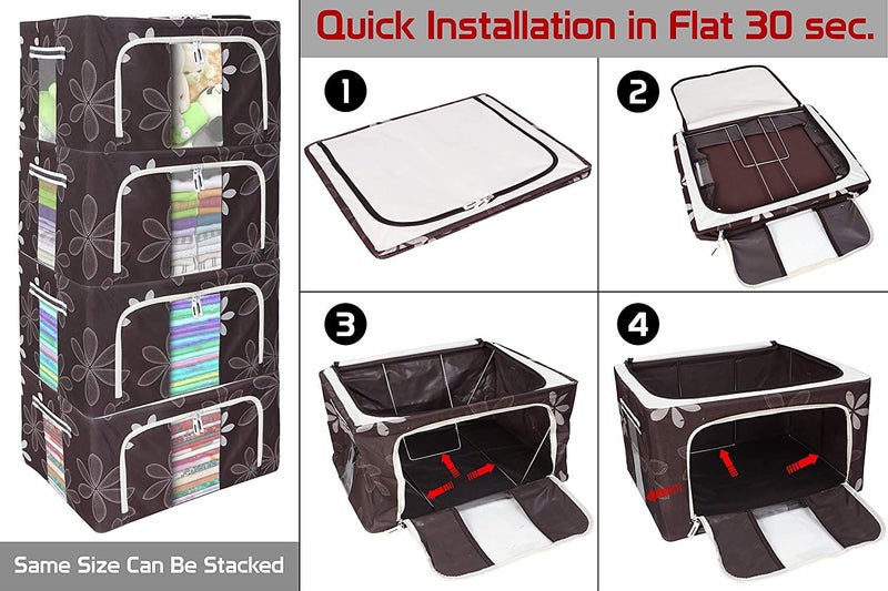 Inditradition Multipurpose Foldable Storage Boxes for Clothes, Wardrobe Organizers (Oxford Fabric, 24 Liter, Pack of 1) - Random Colour & Design - Image 5