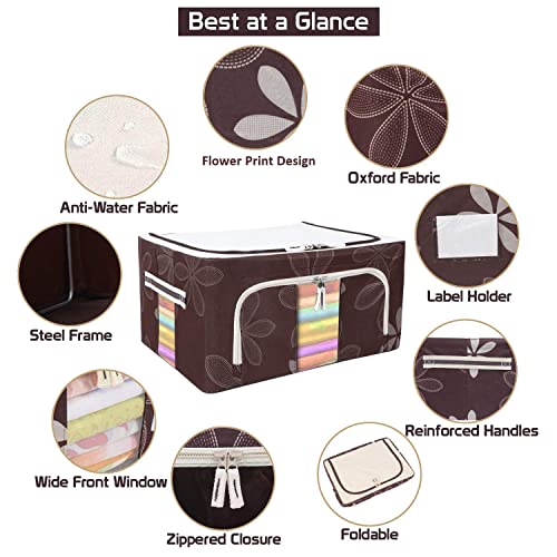Inditradition Multipurpose Foldable Storage Boxes for Clothes, Wardrobe Organizers (Oxford Fabric, 24 Liter, Pack of 1) - Random Colour & Design - Image 3