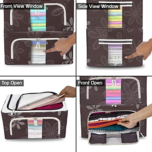 Inditradition Multipurpose Foldable Storage Boxes for Clothes, Wardrobe Organizers (Oxford Fabric, 24 Liter, Pack of 1) - Random Colour & Design - Image 4
