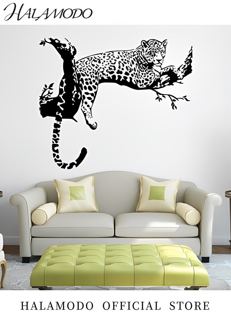 HALAMODO Black African Leopard Wall Decal Removable Mural Wall Stickers Lifelike Large Cool Leopard Animal Wall Stickers PVC Art Decorations Decor for Bedroom Living Room Car Murals - Image 3