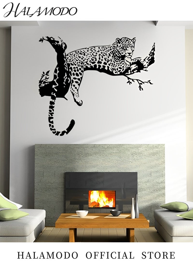 HALAMODO Black African Leopard Wall Decal Removable Mural Wall Stickers Lifelike Large Cool Leopard Animal Wall Stickers PVC Art Decorations Decor for Bedroom Living Room Car Murals - Image 5
